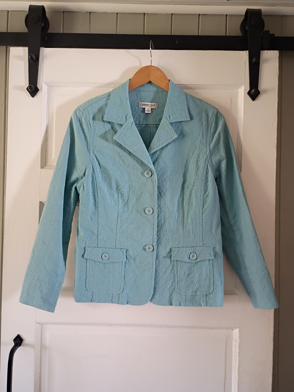 Coldwater Creek Light Blue Textured Button Blazer